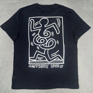 Gap x Keith Haring Montreux Jazz Festival '83 T Shirt Men Sz L Black 2-Sided Tee